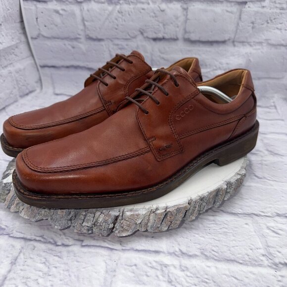 ECCO Other - ECCO Helsinki 2 Mens 12 Brown Leather Bike-Toe Derby Lace Up Cushion Dress Shoes